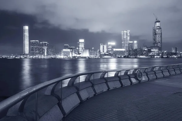 Puerto Victoria Ciudad Hong Kong Por Noche — Foto de Stock