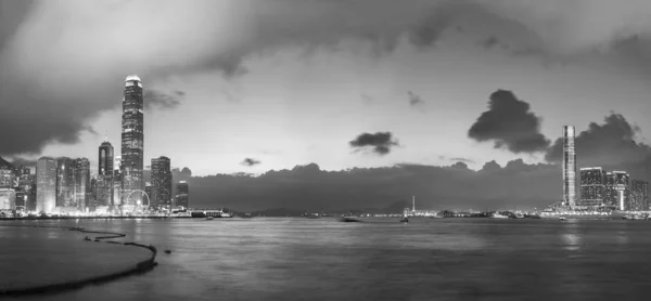 Panorama Porto Victoria Hong Kong Entardecer — Fotografia de Stock