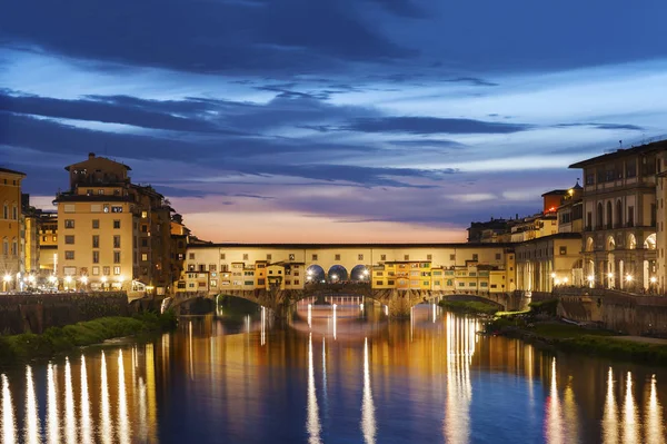 Ponte Vecchio Firenze Notte Italia — Foto Stock