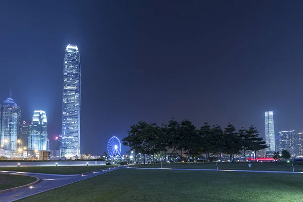 Skyline Ciudad Hong Kong Por Noche —  Fotos de Stock