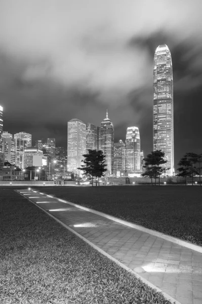 Skyline Hong Kong Város Éjjel — Stock Fotó