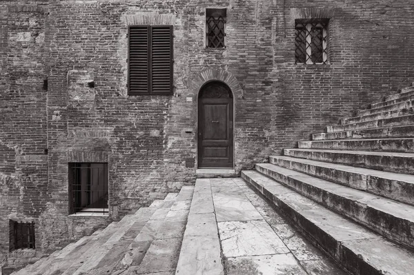 Fotos Preto Branco Escadaria Velha Siena Itália — Fotografia de Stock