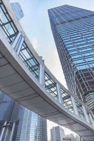 Modern Kontorsbyggnad Och Gångväg Hongkong Stad — Stockfoto