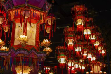 Kırmızı Çin fener kapatın arka plan