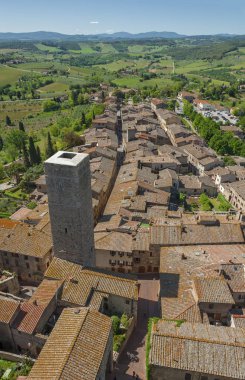 San Gimignano, Toskana, İtalya hava manzarası