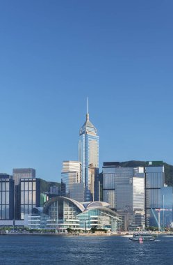 Hong Kong şehrinin silueti.