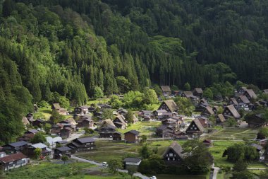 Shirakawa-go 'nun tarihi köyü. Shirakawa-go, Japonya 'nın Gifu ilindeki UNESCO Dünya Miraslarından biridir..