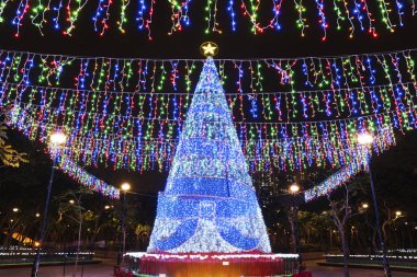 Işıklı Led Noel ağaç arka plan