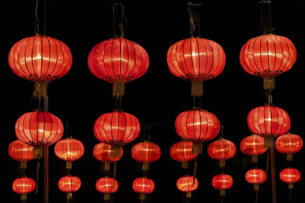 Röda Kinesiska Lantern Närbild Bakgrund — Stockfoto