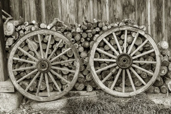 wheel and firewood of farm house in Historic Village Shirakawa-go, Japan