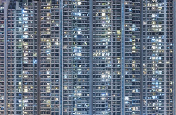 Edificio Residencial Gran Altura Ciudad Hong Kong Por Noche —  Fotos de Stock