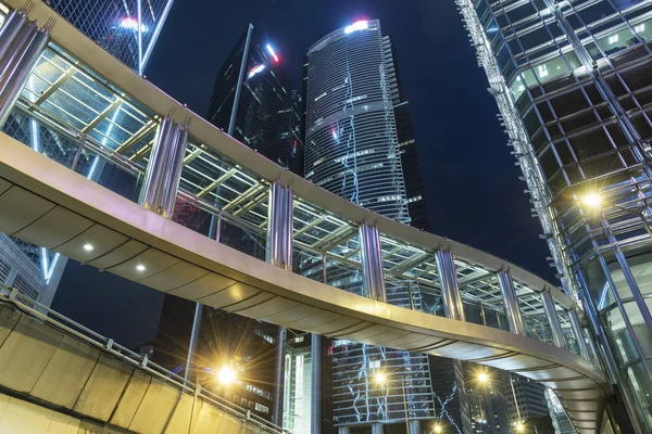 Hög Höjd Modern Kontorsbyggnad Centrum Hongkong Stad Natten — Stockfoto