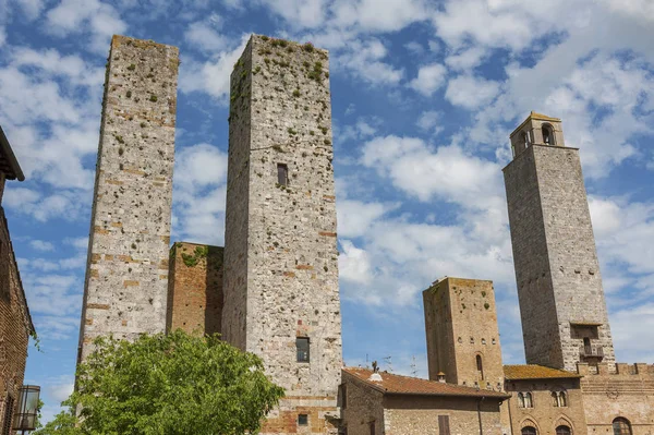 Torre Medieval Village San Gimignano Toscana Itália Europa — Fotografia de Stock