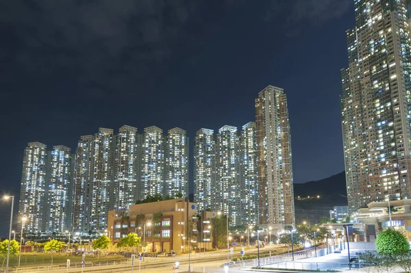 Edifícios Residenciais Hong Kong Noite — Fotografia de Stock