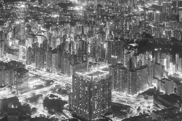 Éjszakai Jelenet Légi Kilátás Hong Kong City — Stock Fotó
