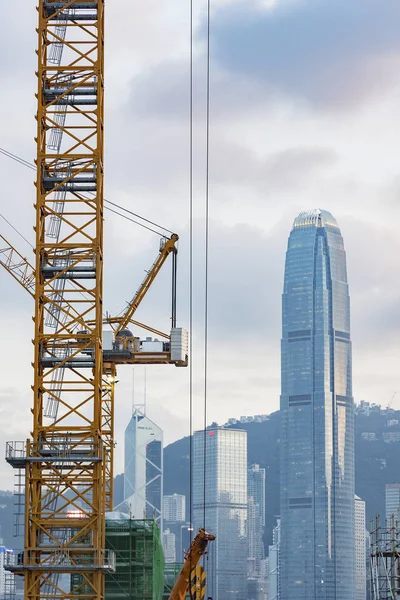 Grúa Obra Con Fondo Rascacielos — Foto de Stock