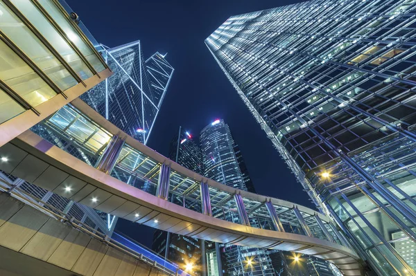 Skyskrapa Centrala Hongkong Staden Natten — Stockfoto