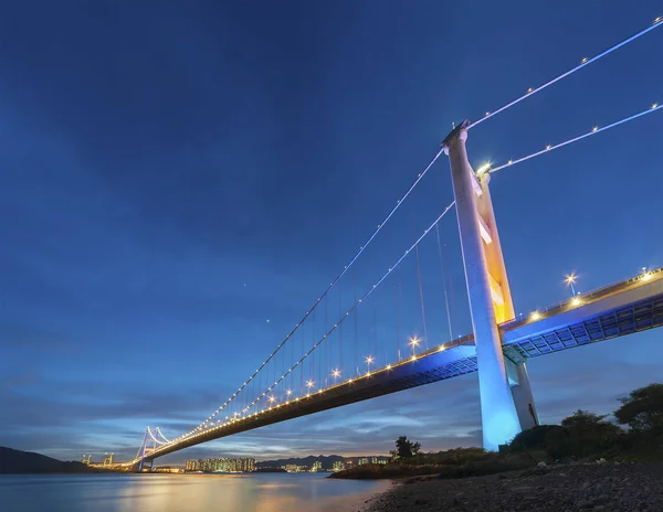 Tsing Brücke Hiong Kong Der Abenddämmerung — Stockfoto