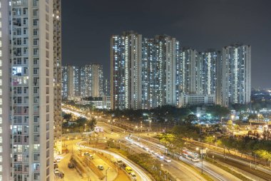 Hong Kong şehir, Çin, Asya kamu emlak Gece sahnesi