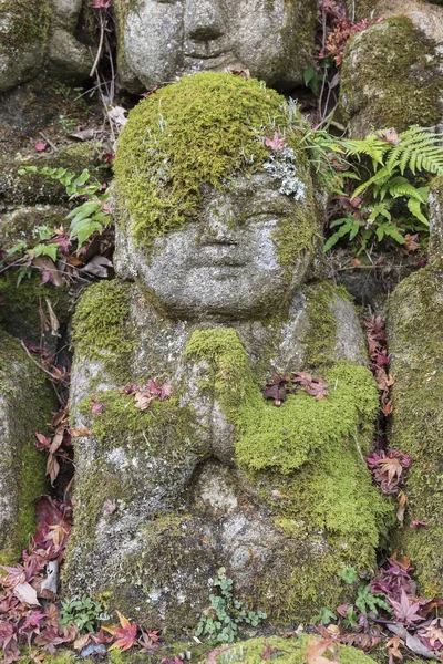 Oud Gebeeldhouwd Boeddhabeeld Donker Woud Arashiyama Kyoto Japan — Stockfoto