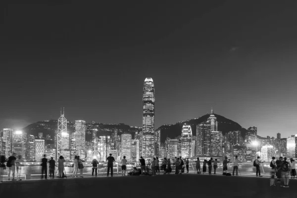 Victoria λιμάνι στην πόλη της Χονγκ Κονγκ, το σούρουπο — Φωτογραφία Αρχείου