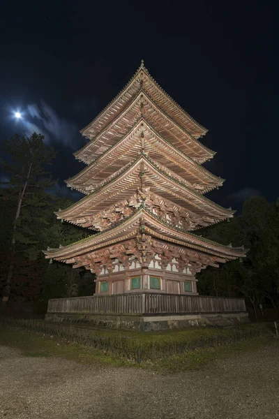 Paisaje nocturno de pagoda histórica en templo de Daigoji, Kioto, Japón — Foto de Stock