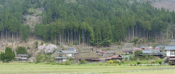 Kyoto'daki Miyama kırsal köyünün pastoral manzarasının panoraması, — Stok fotoğraf