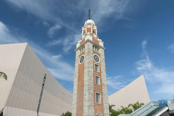 Historical landmark clock tower in Hong Kong city Royalty Free Stock Photos