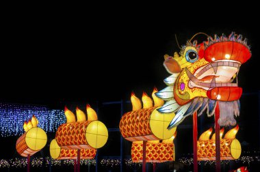 Sonbahar festivali kutlamalarında Çinli ejderha feneri