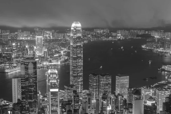 Escena nocturna del puerto Victoria de la ciudad de Hong Kong —  Fotos de Stock