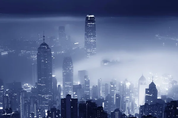 Fog over Hong Kong city at night — Stock Photo, Image