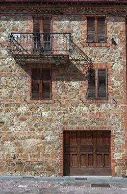 Pienza'daki eski konut binası, Toskana, İtalya