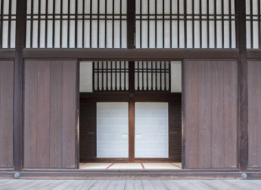 Kyoto, Japonya 'daki geleneksel Japon evinin girişi