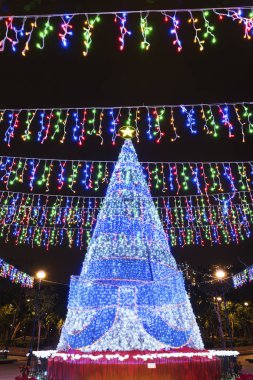 Işıklı Led Noel ağaç arka plan