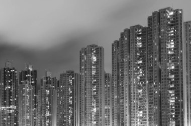 gece Hong Kong şehir içinde yüksek doğmak konut buiilding