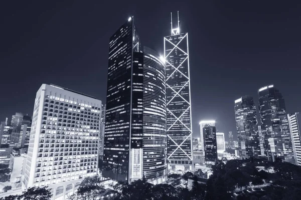 Skyline της πόλης του Χονγκ Κονγκ τη νύχτα — Φωτογραφία Αρχείου