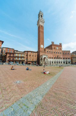 Mangia Kulesi Piazza del Campo 'da tarihi şehir Siena, Toskana, İtalya