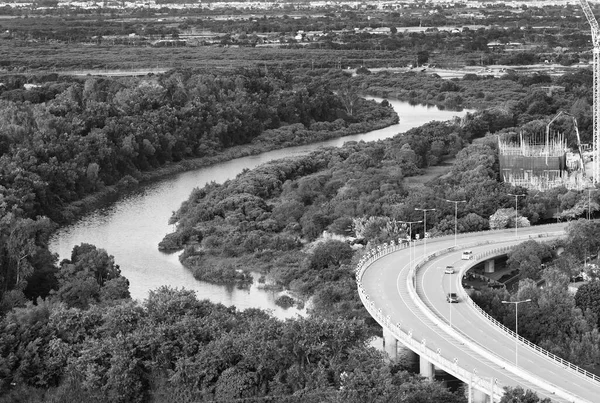 Highway and river in Hong Kong city