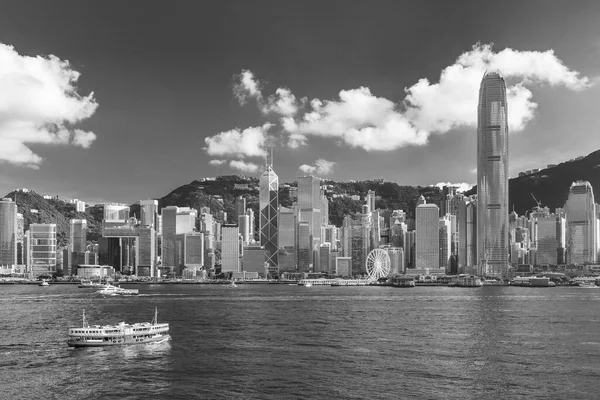 Victoria Harbor Hong Kong City Black White — 图库照片