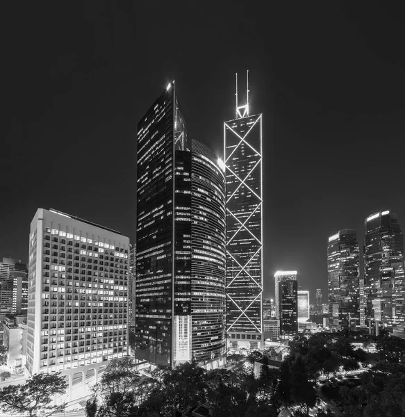 Skyline Del Quartiere Del Centro Della Città Hong Kong Notte — Foto Stock