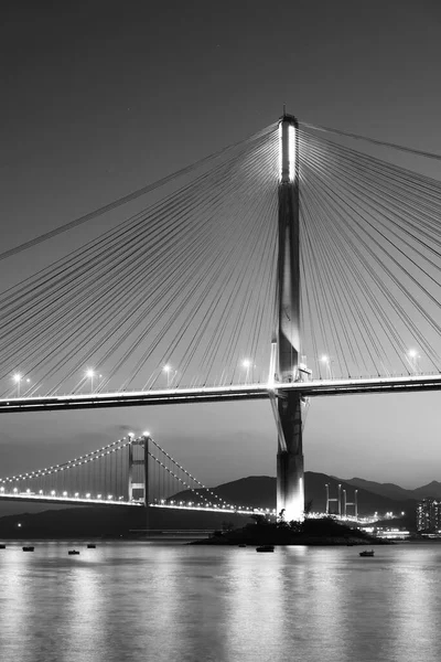 Ting Kau Köprüsü Tsing Köprüsü Hong Kong Alacakaranlıkta — Stok fotoğraf