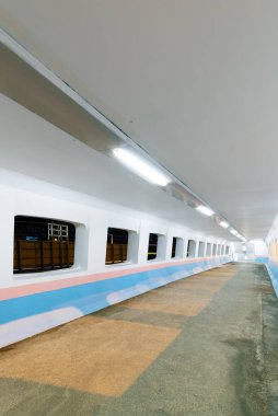 Boş modern yaya geçidinin gece sahnesi 