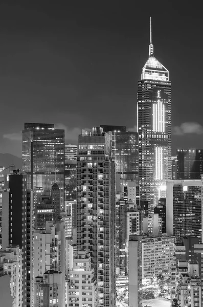 Skyline Van Het Centrum Van Hong Kong Stad Nachts — Stockfoto