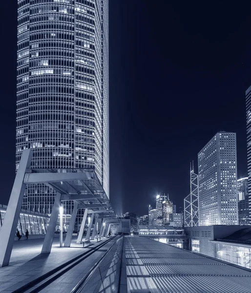 Modern Kontorsbyggnad Och Skyline Hong Kong City Natten — Stockfoto