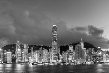 Victoria Limanı Panoraması, Hong Kong Şehri Alacakaranlıkta