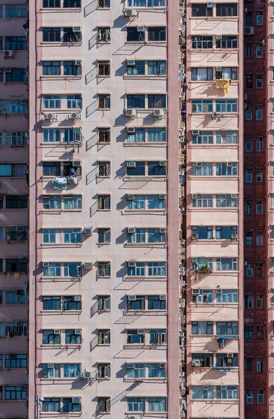 Esterno Del Vecchio Grattacielo Residenziale Nella Città Hong Kong — Foto Stock