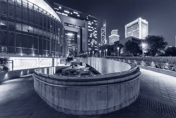 Skyline Del Centro Ciudad Hong Kong Por Noche — Foto de Stock