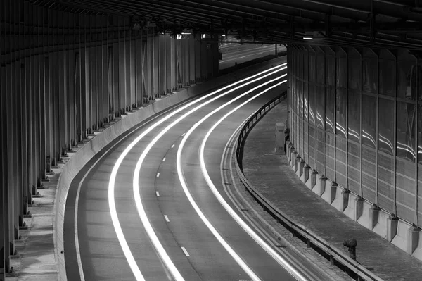 Tráfico Túnel Monocromo — Foto de Stock