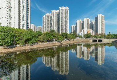 Hong Kong 'da yüksek binalar.