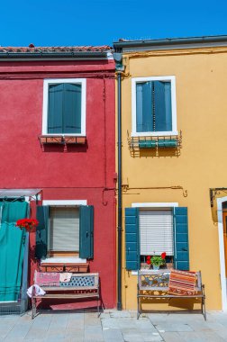 Burano Adası, Venedik, İtalya 'da renkli bir ev.